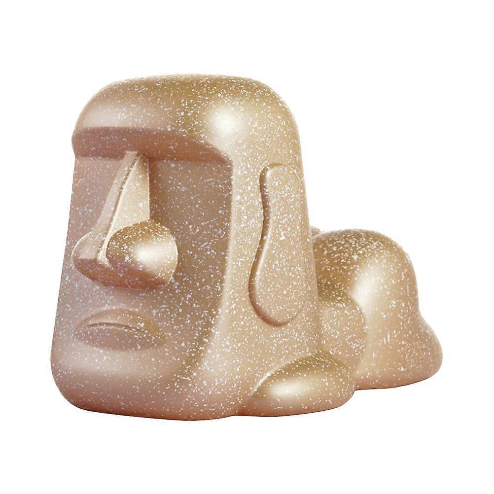 Nursery Night Light Small Lamp Bedside Lighting Moai Statue Shape Khaki 1Pcs