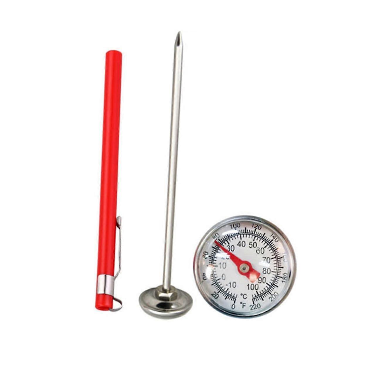 Milk Thermometer Meat Thermometer Stainless Steel BBQ Grill Food Thermometer with Red Color Display and Fast Reading