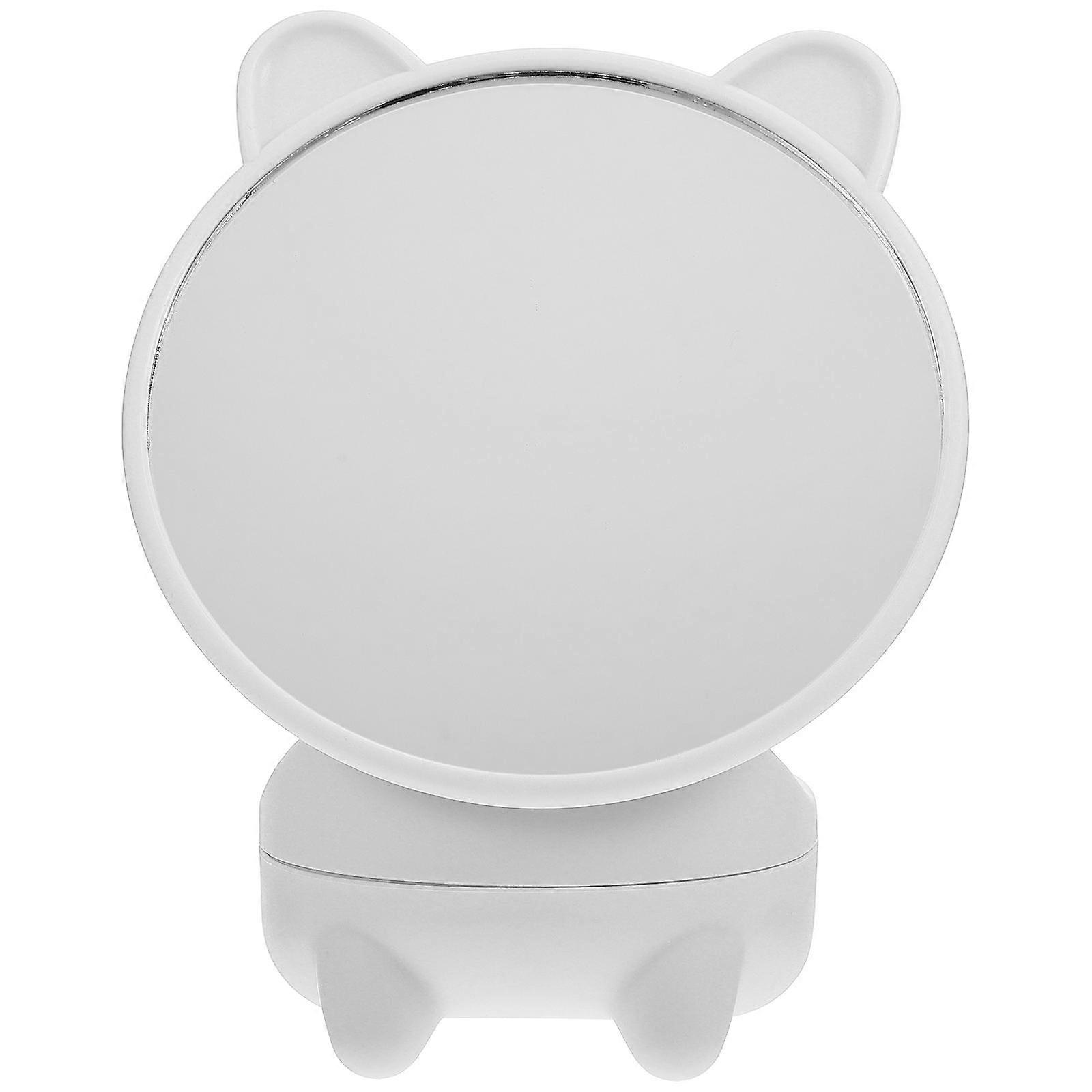 Desktop Makeup Mirror Simple Design Round Cosmetic Use for Daily Use Home Dorm White 17x10cm 1Pack