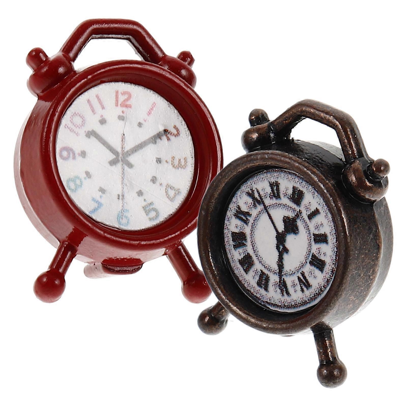 Miniature Alarm Clock for Dollhouse Decor with Cute Design 2Pcs Set