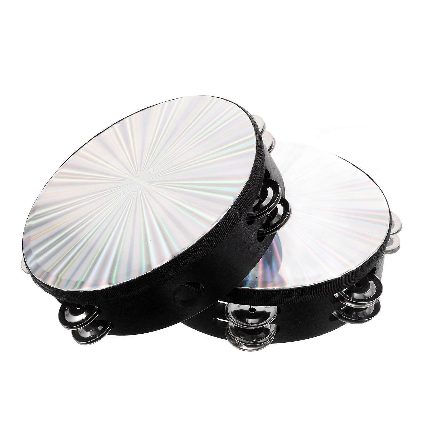 Handheld Tambourine Drum Double Row Reflective Percussion Instrument for Parties, Dance Performances & Weddings – User Friendly Musical Accessory for