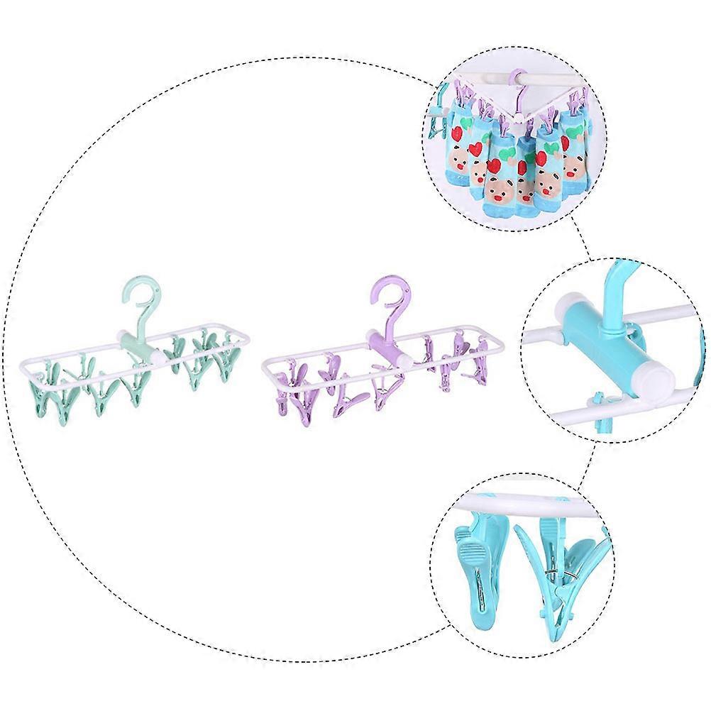 Laundry Hanging Rack Clothes Hanger Multifunction Plastic 2Pcs