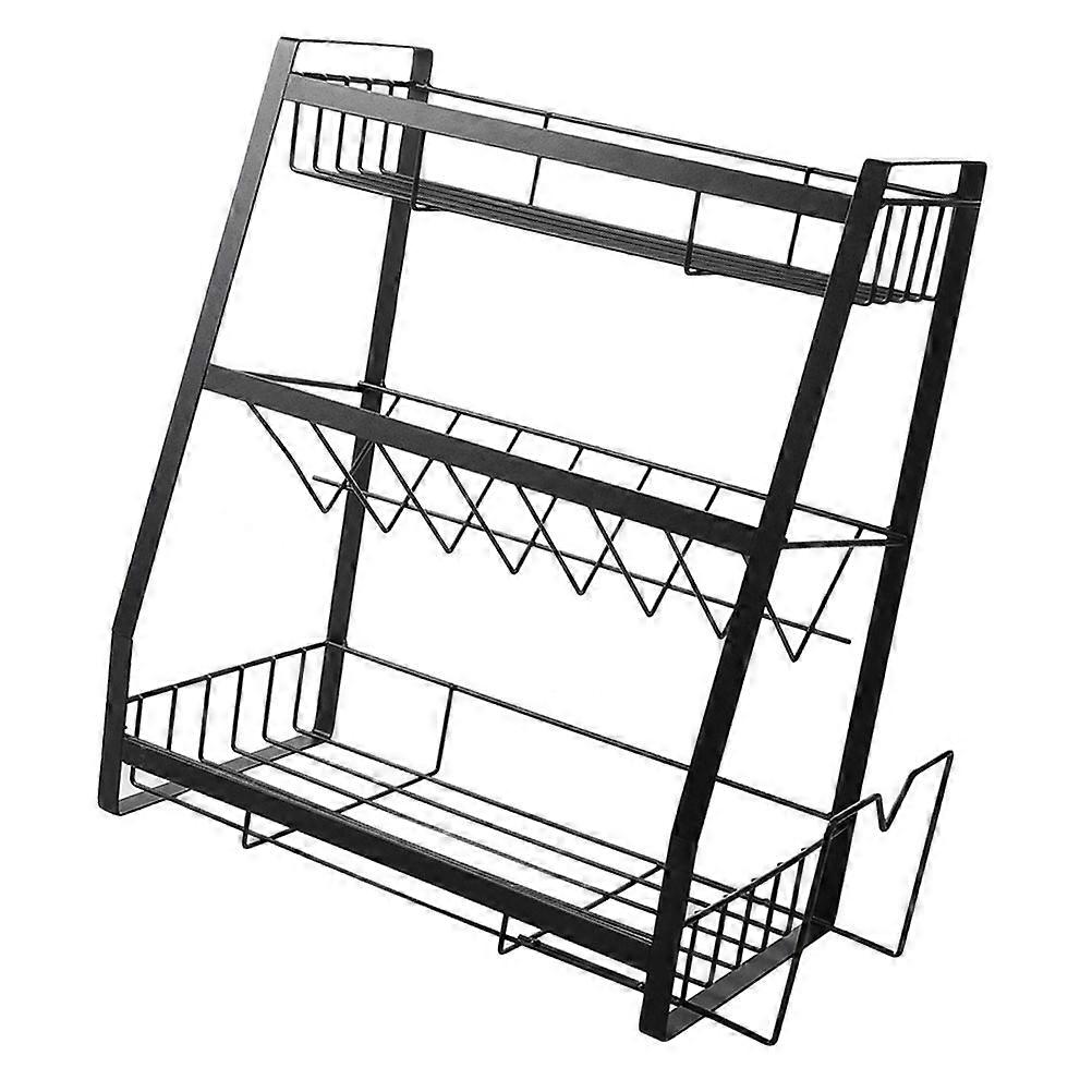 Kitchen Condiment Rack Iron Material Three-Layer Design Buffet Coffee Shop 38.5X32CM 1Set
