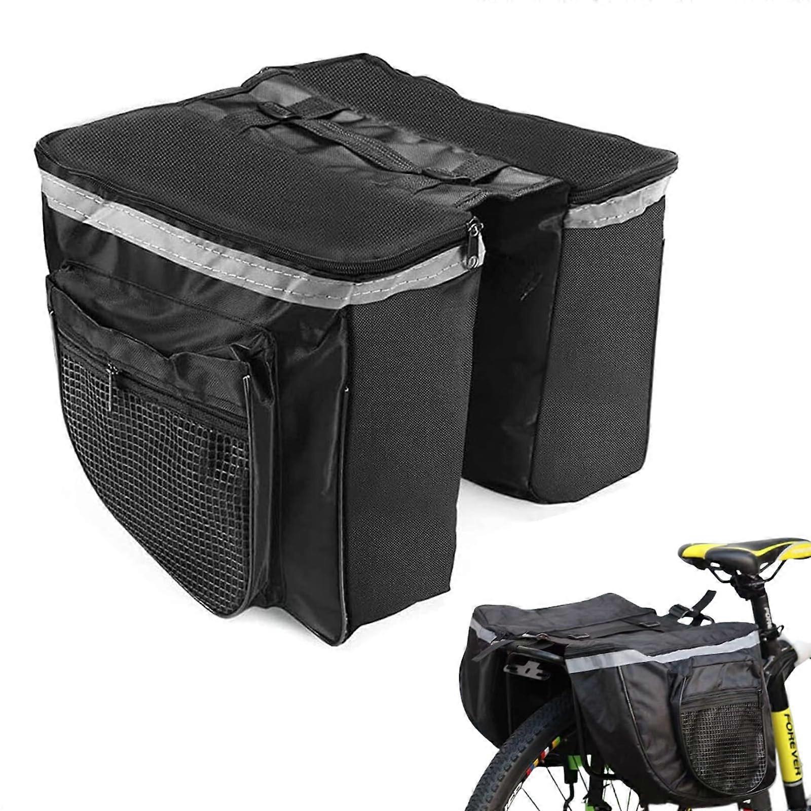 Waterproof Rear Bicycle Bag, Double Pannier Rack Bag for Mountain and Road Bikes, 30L Capacity with Reflective Strips