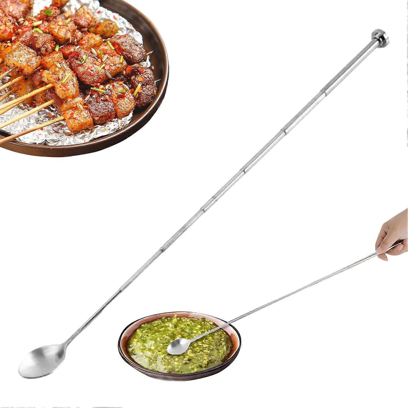 Extendable Spoon, Telescopic Long Mixing Spoon for Coffee and Drinks, Travel-Friendly BBQ Tool with Long Handle