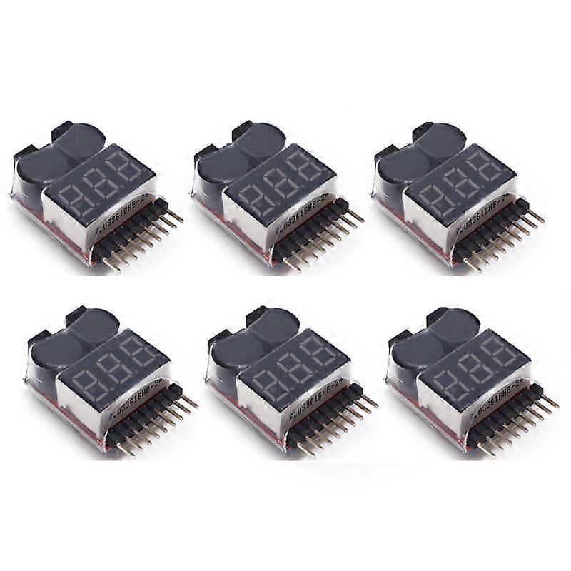 1-8s Lipo Battery Tester Monitor Summer Alarm Voltage Alarm Voltage Control with LED Indicator for Lipo Life LiMn Li-ION Battery (6PCS)