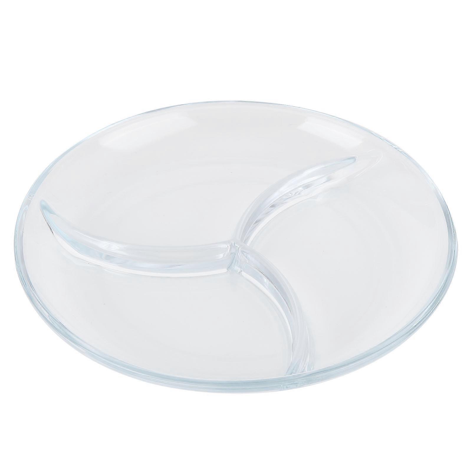 Assiette à dîner divisée, assiette en verre trempé, assiette à collation réutilisable, vaisselle légère pour gâteaux et fruits