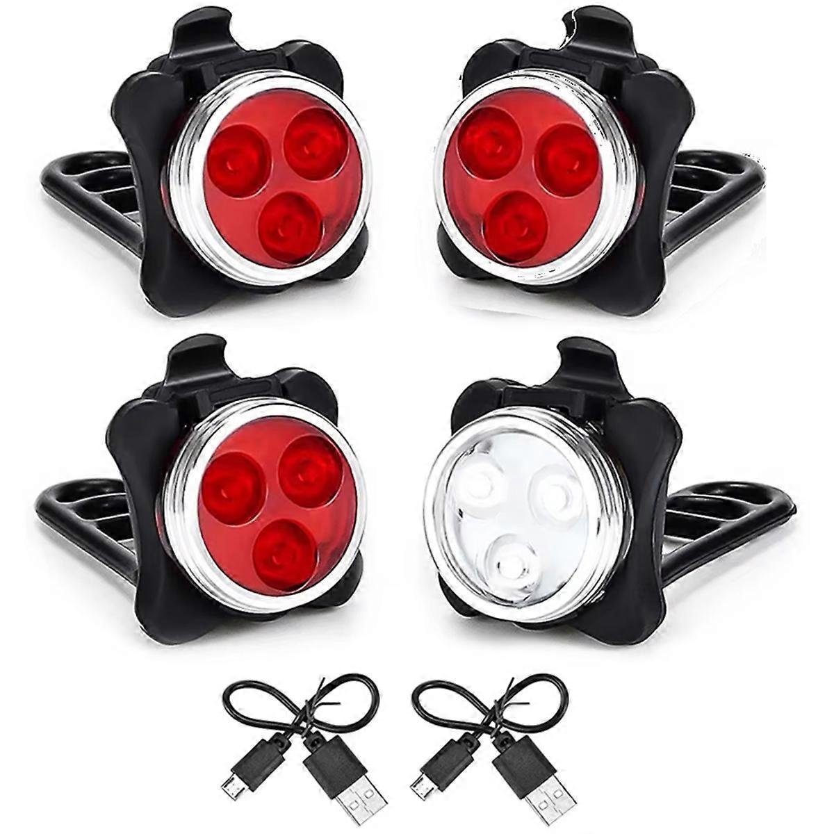 USB Rechargeable Bike Lights Set Head Light (White Light) &Tail Light