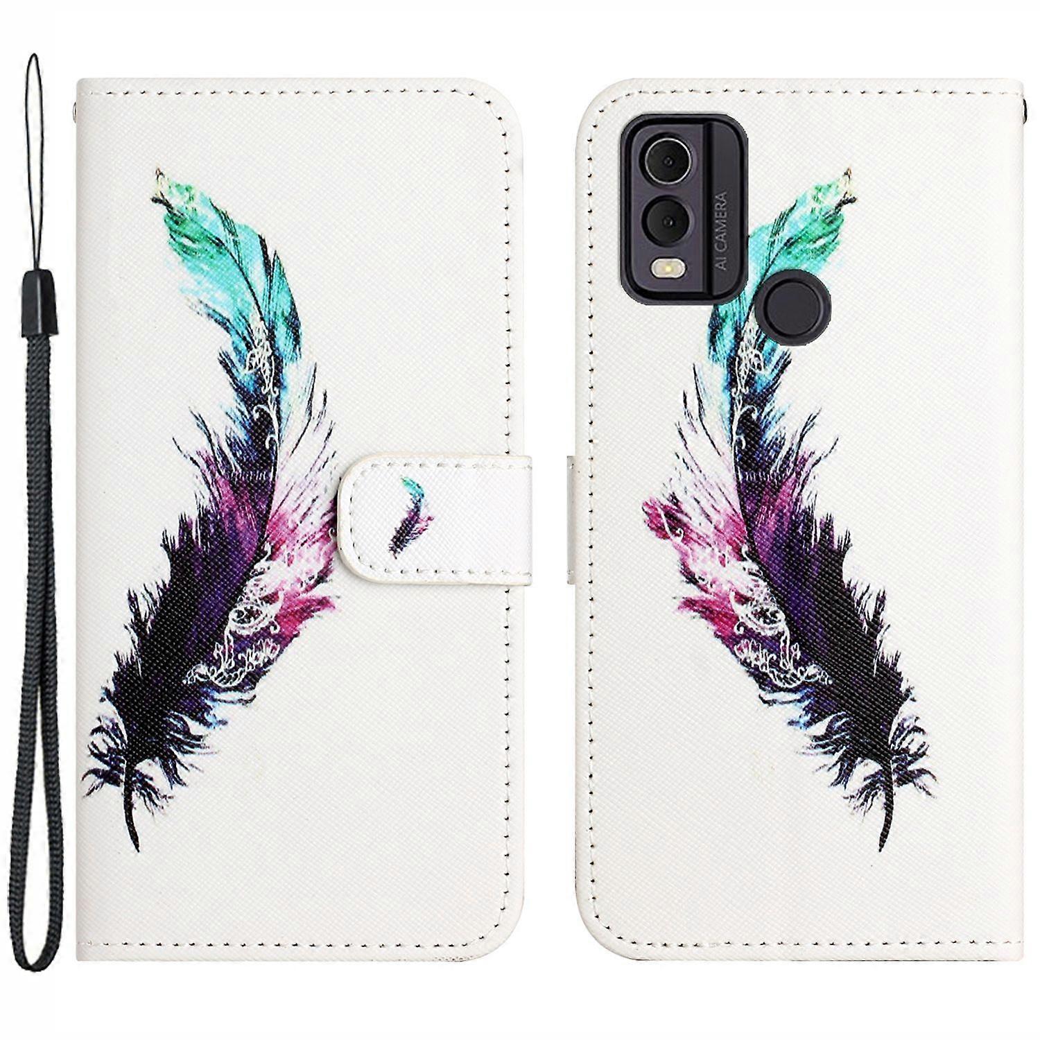 PU Leather Wallet Phone Case For Nokia C32/C22, 3D Pattern Printing Phone Stand Cover