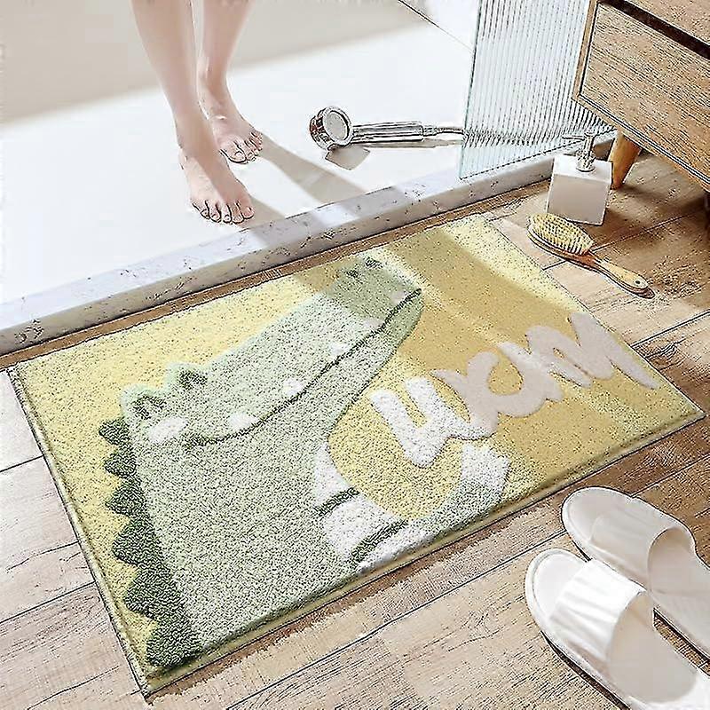 Cute Animal Pattern Fun Bathroom Mat, Soft Microfiber Oval, Rubber Back