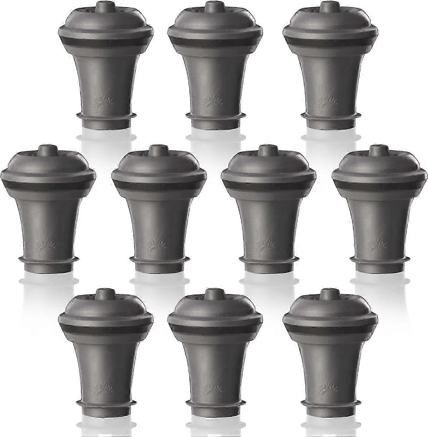 Vacuum Stoppers - Set of 10 - Gray - for Wine Bottles - Keep Wine Fresh for Up to a Week with Airtight Seal