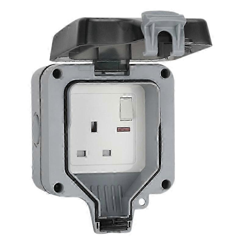 IP66 13A Rainproof Charging Socket Outdoor Socket Waterproof Box with Switch(UK Plug) Edition 0709