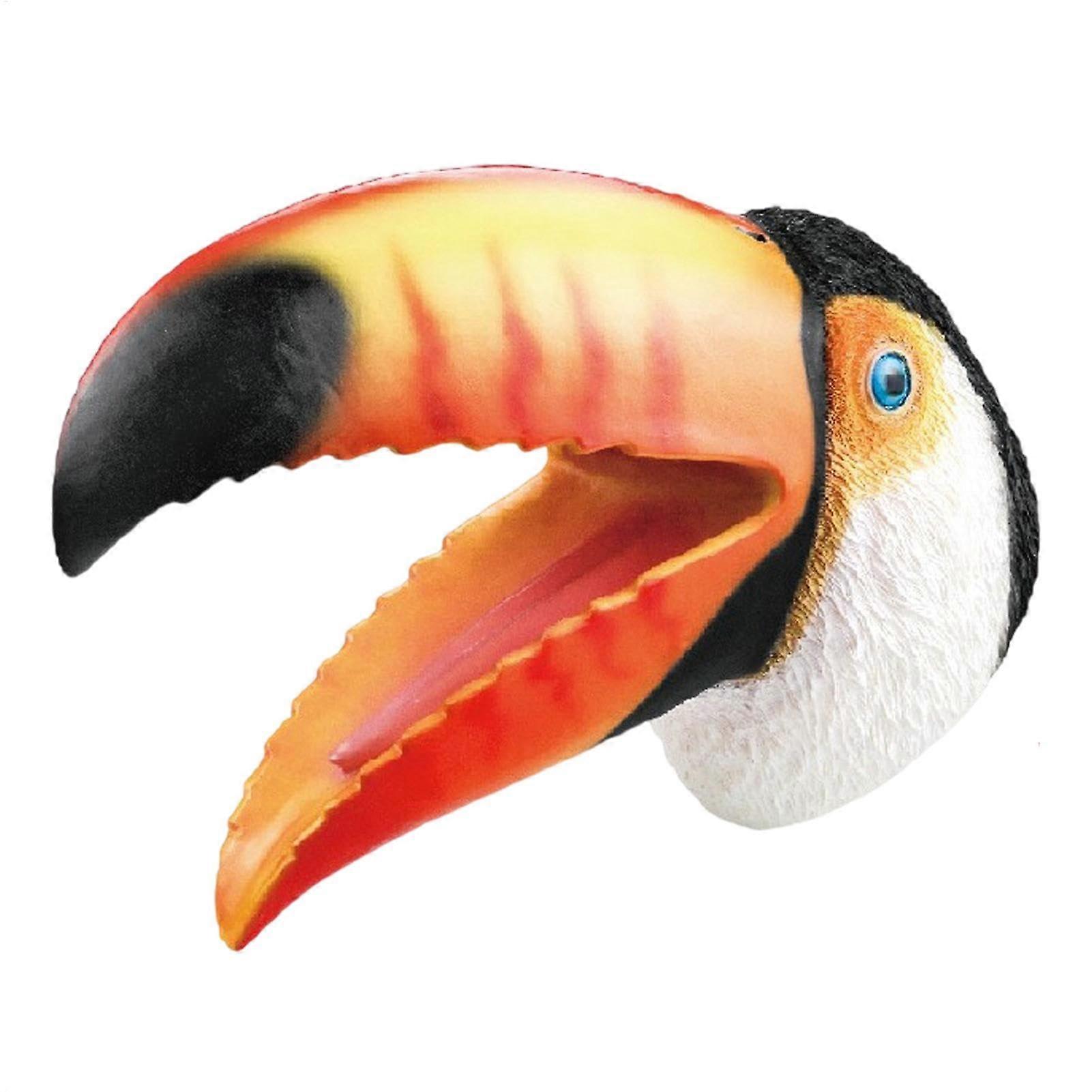 Hand Puppets Toucan Head Puppet Toy, Soft Rubber, Pool And Bath Play, Realistic Animal Role-Play Figure For Kids
