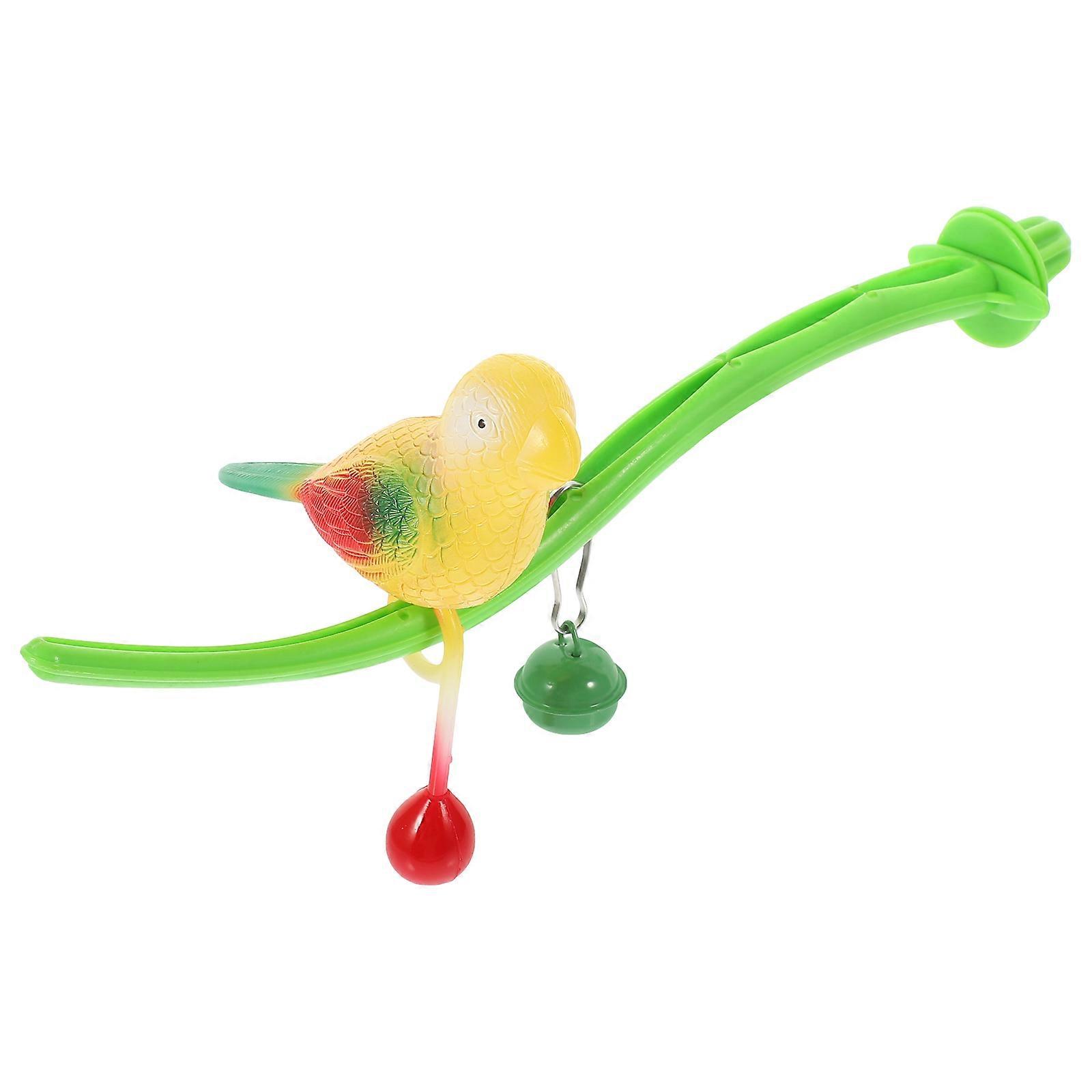 It looks like you're referencing a product description for a **Parrot Perch with a Simulation Bird**, likely intended for pet birds like cockatiels,