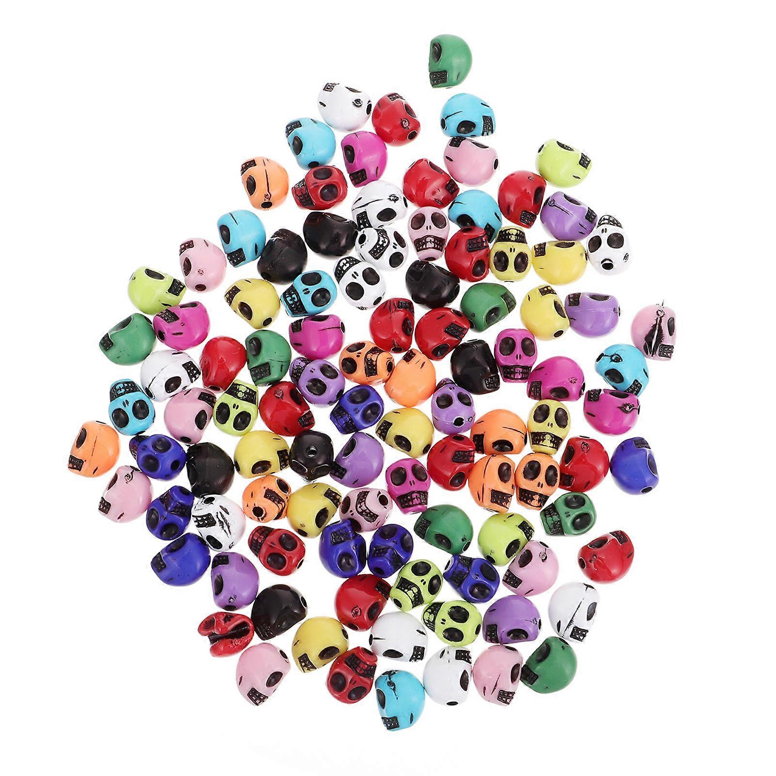 Acrylic Skull Head Spacer Beads – 100pcs Craft Beads for DIY Jewelry Making, Halloween Decorations & Charm Accessories