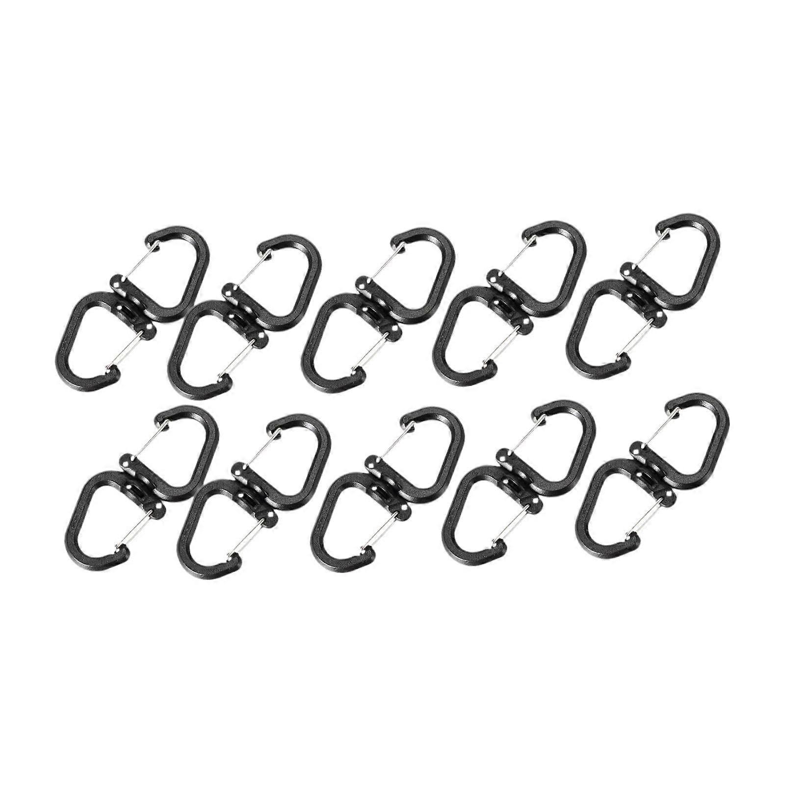 Pack of 10 S Hooks with Twist Mechanism, Snap Hook for Backpack and Outdoor Activities 7cmx3cm