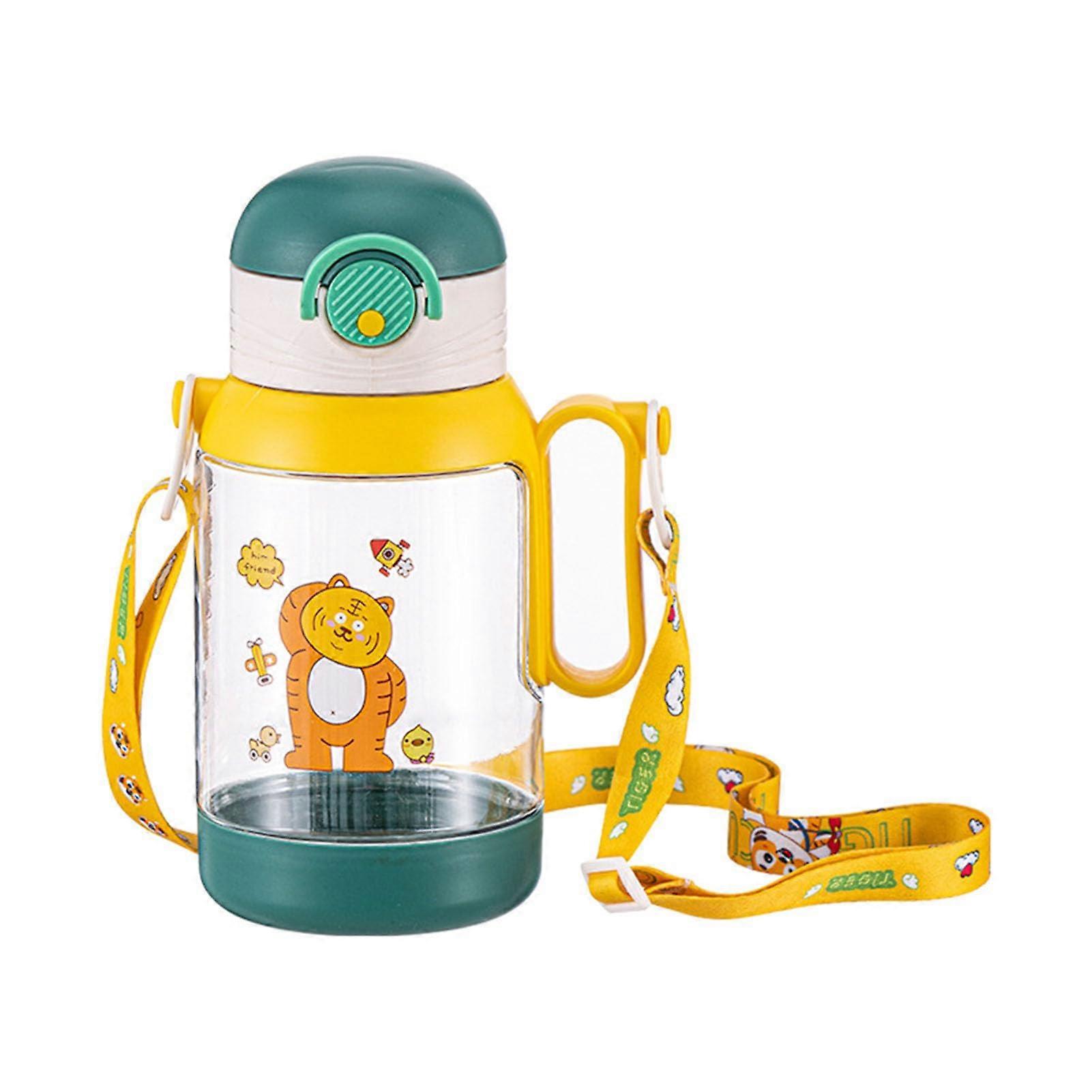 Kids Water Bottle with Straw 600ml Made of Safe PC Material, Removable Straw, Cute Cartoon Design, Portable and Shockproof