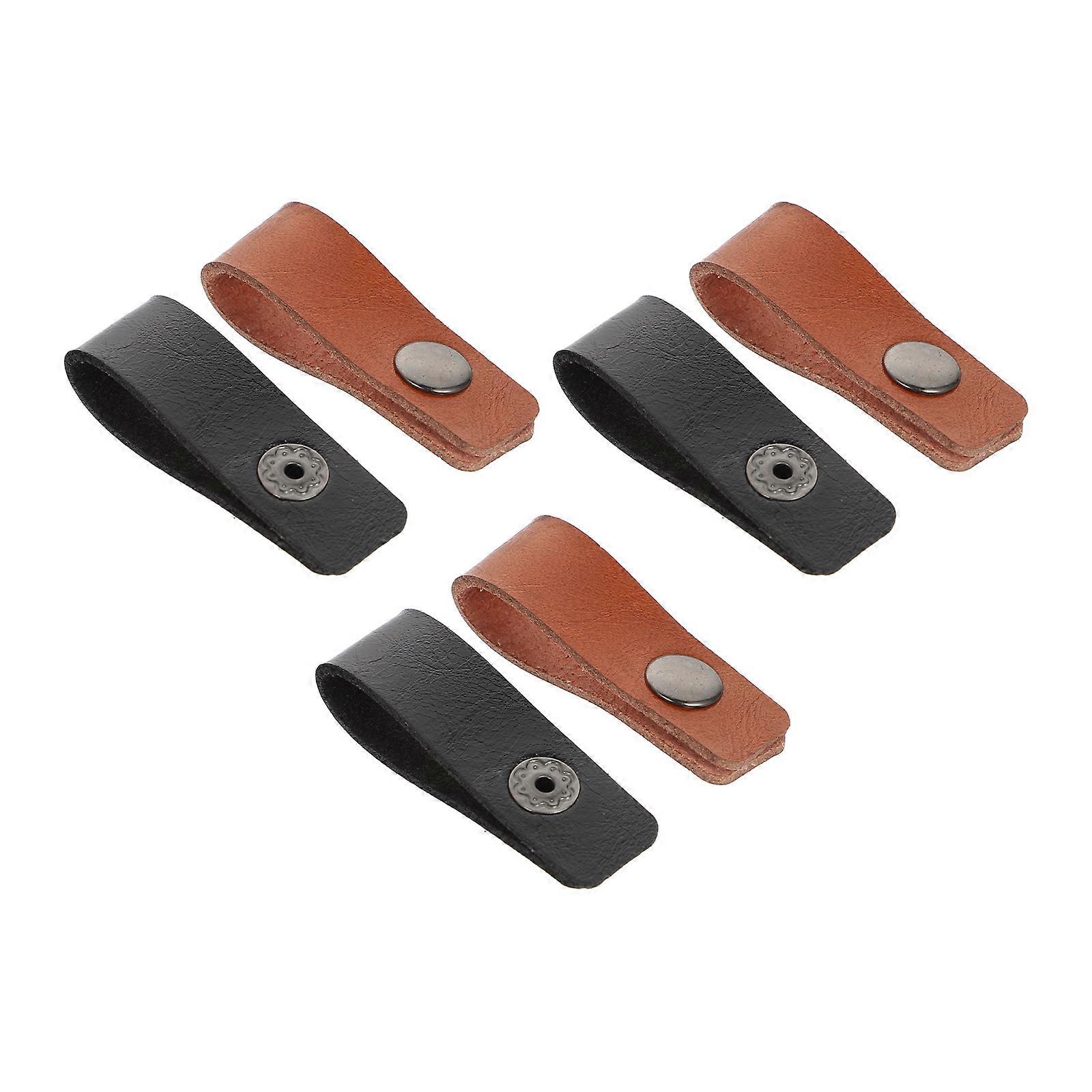 Wire Cable Organizer Microfiber Leather Strap Daily Use Black 6Pcs