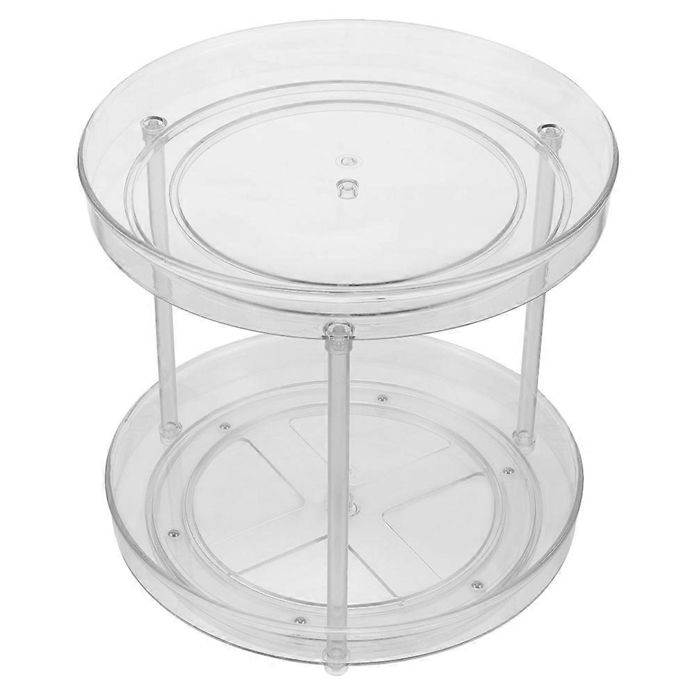 Kitchen Organizer and Storage Double-layer Seasoning Jar Tray Round Rotatable Design 27X27X23.5CM Transparent 1Pack