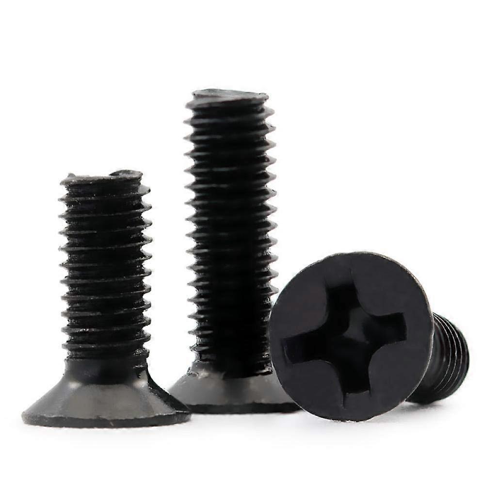 Black countersunk machine screws, mini flat head screws, small machine screws, bolts. Ref: 6218