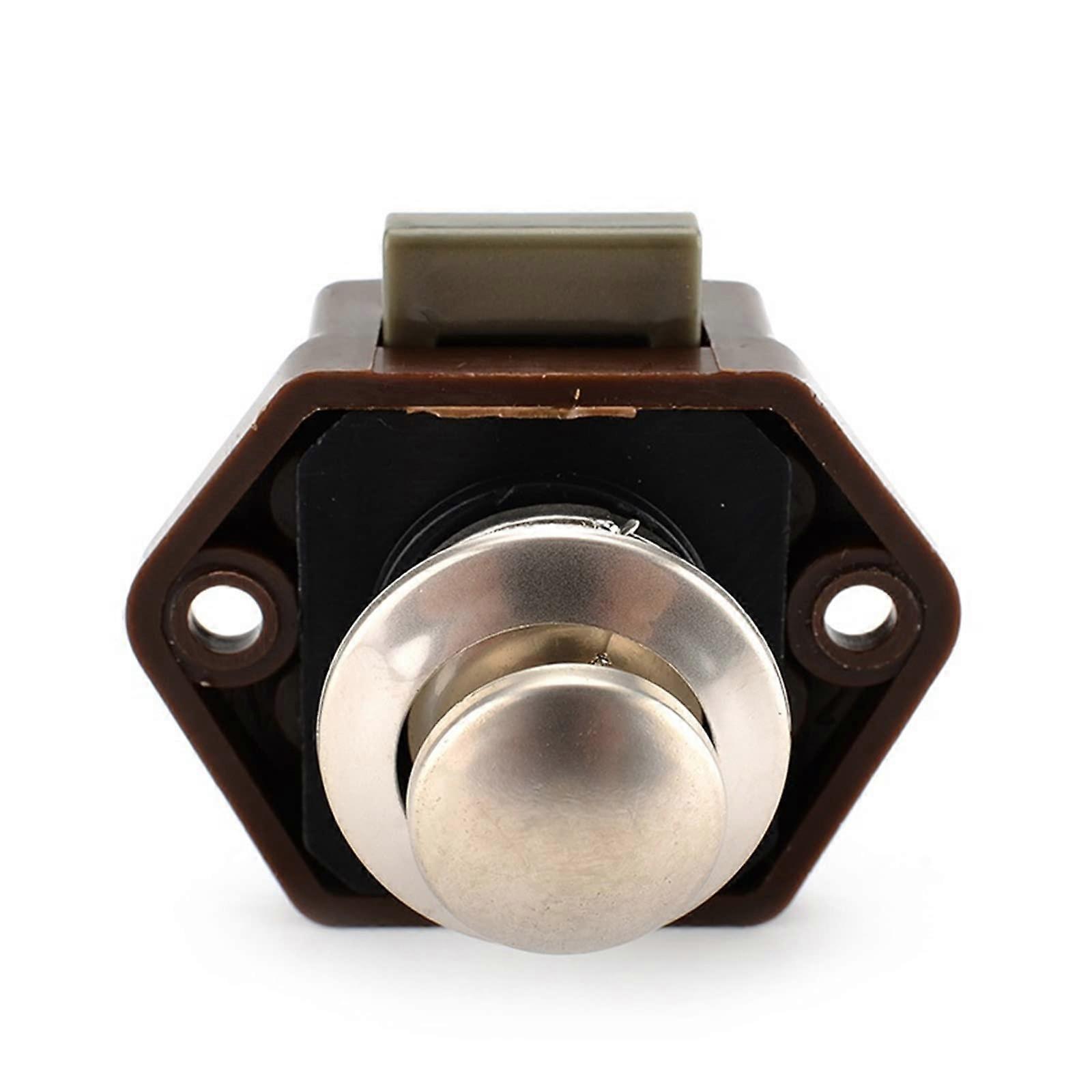 Push Lock 20mm 5-Piece Set For RV Camper Motor Home Caravan Cabinets Drawers Latch Button Locks Brown