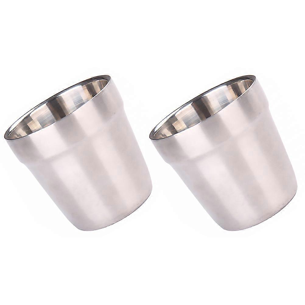 Metal Drinking Cup Stainless Steel Wine Glass Friends Barbecue 7.1X7.1X6.2cm Easy to Clean 2Pcs