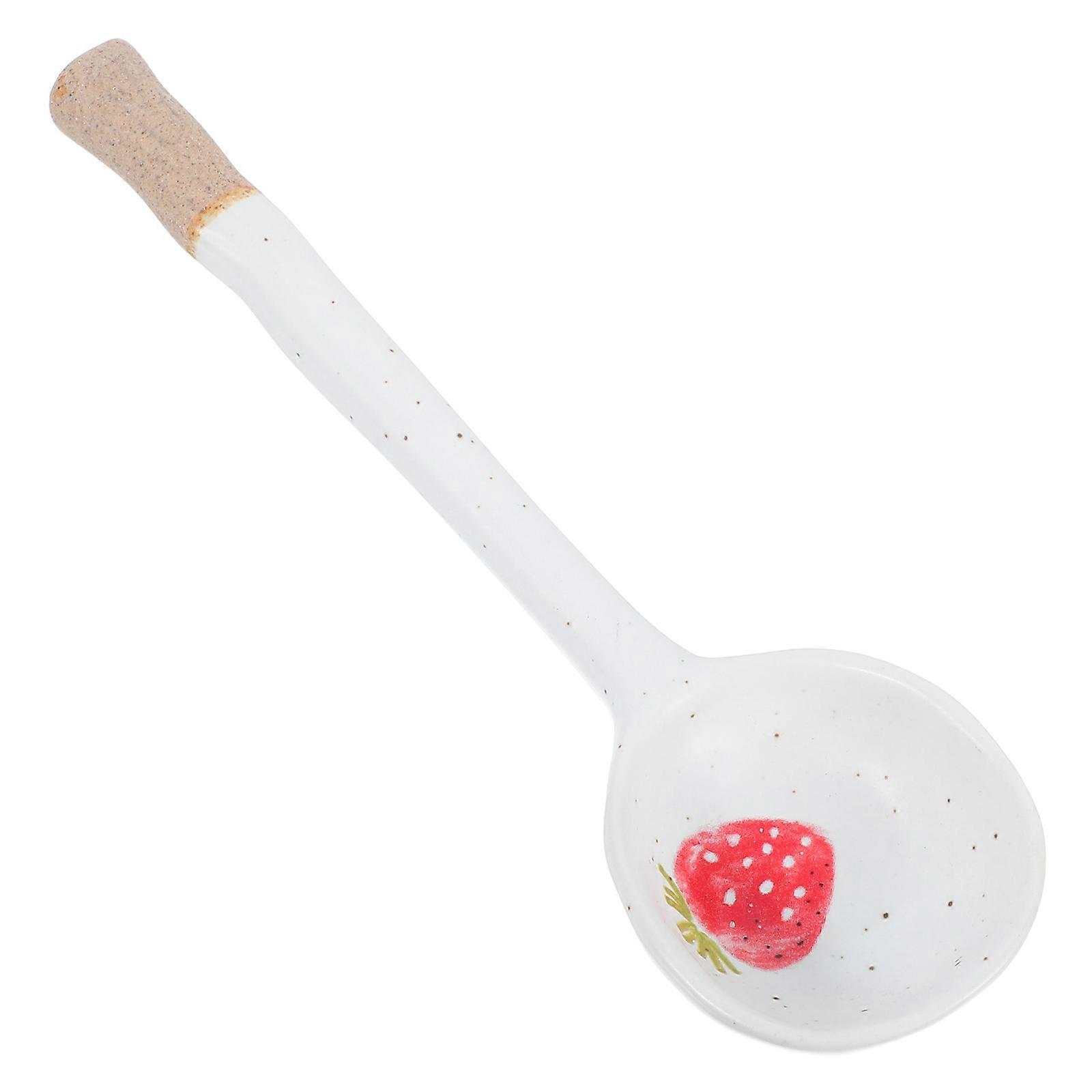 Ceramic Spoon for Kitchen Use with HandPrinted Cartoon Patterns Multi Color 5 Inch
