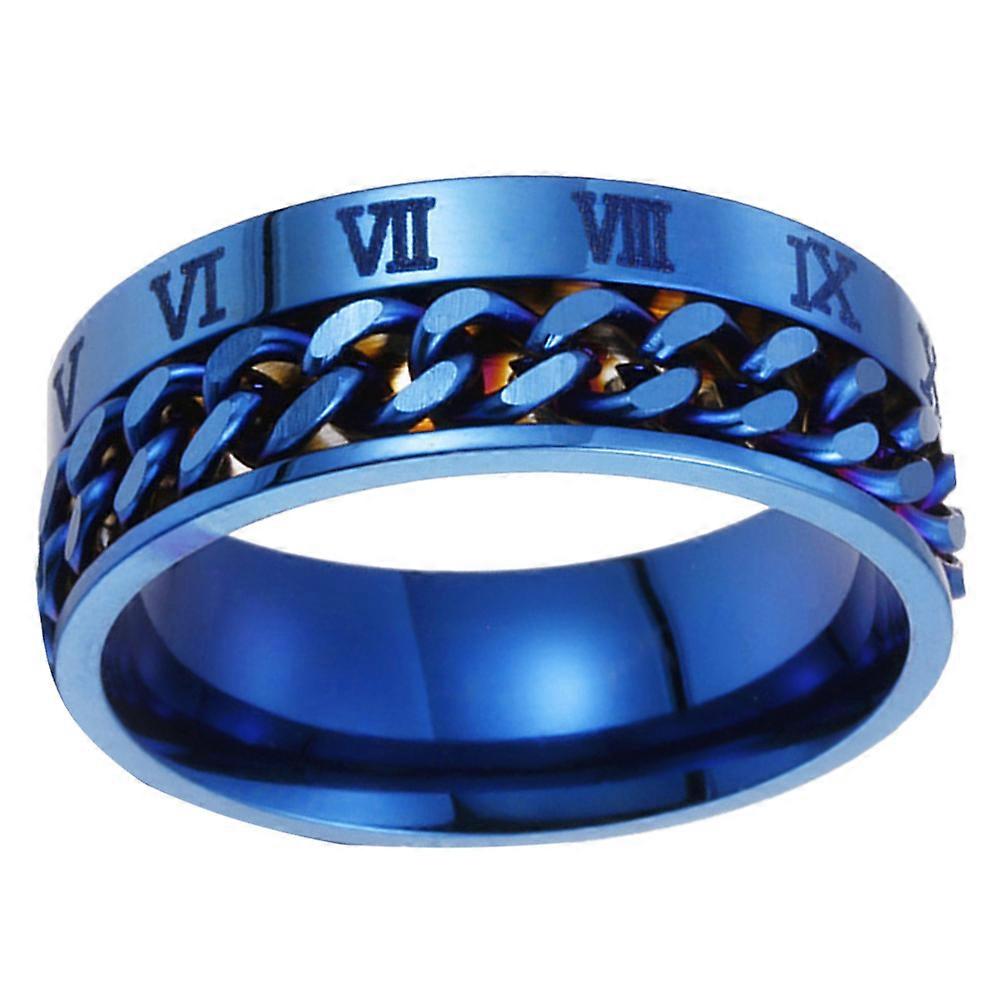 Roman Numerals Ring Unisex Titanium Steel Rotatable Ring Blue 1.9x1.9cm Banquet 1Set