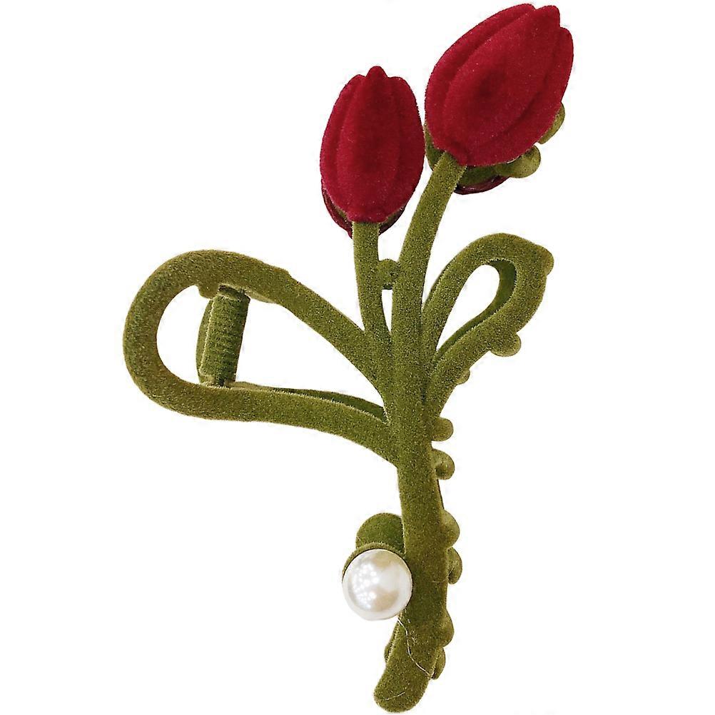 Flower Hair Claw Clip for Decoration with Premium Flocking and Alloy Material Multi Color 5 Pieces