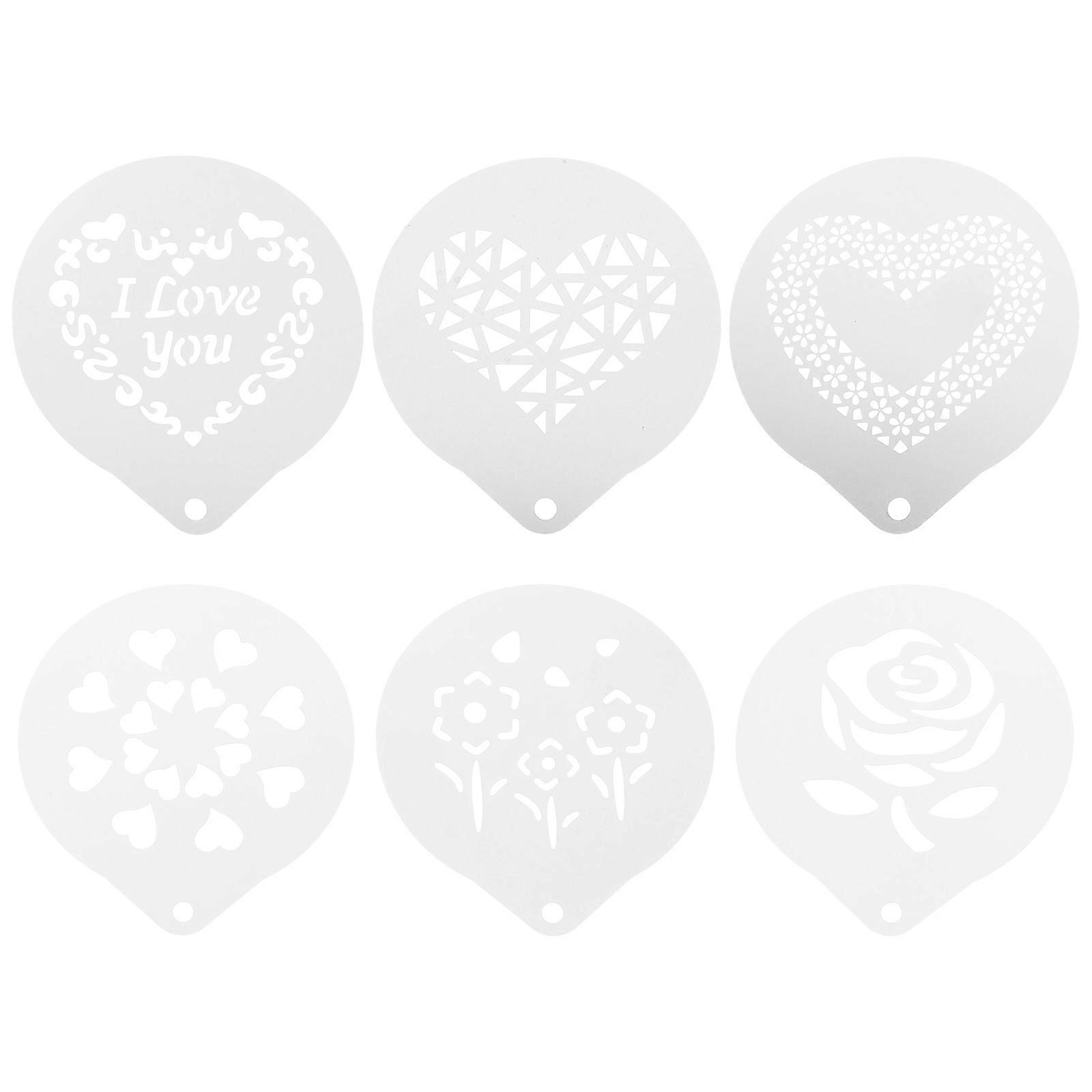 Stainless Steel Coffee Stencils for DIY Use with Multiple Patterns Easy to Clean and Maintain Suitable for All Occasions 6pcs Set