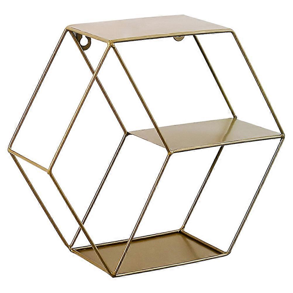 The **Nordic Style Hexagon Double Layer Storage Rack** is a stylish and functional wall mounted shelf designed to enhance your home decor without the