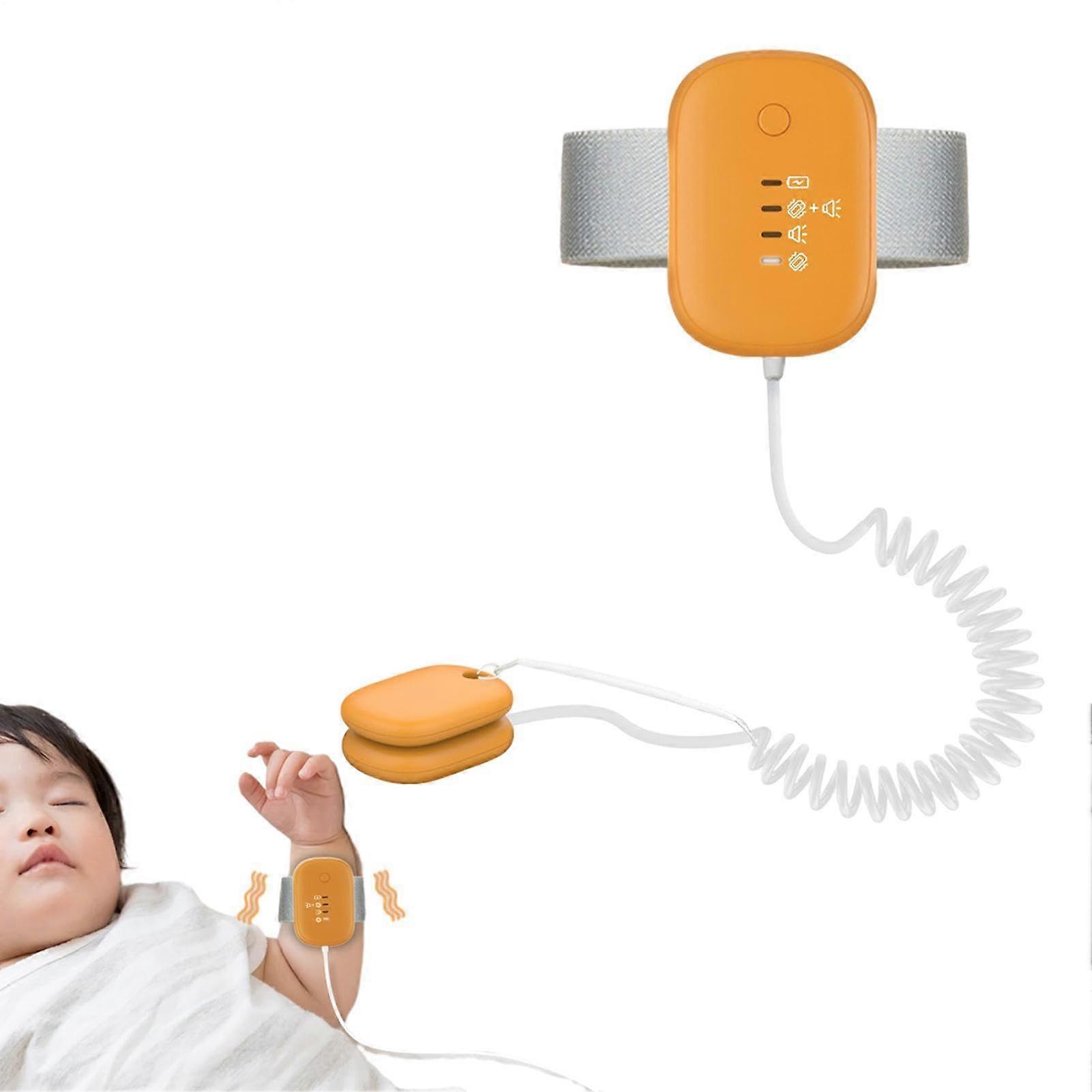 Bed Wetting Alarm USB Rechargeable Potty Alert Device With Vibration And Sound High Sensitivity Orange Magnetic Style