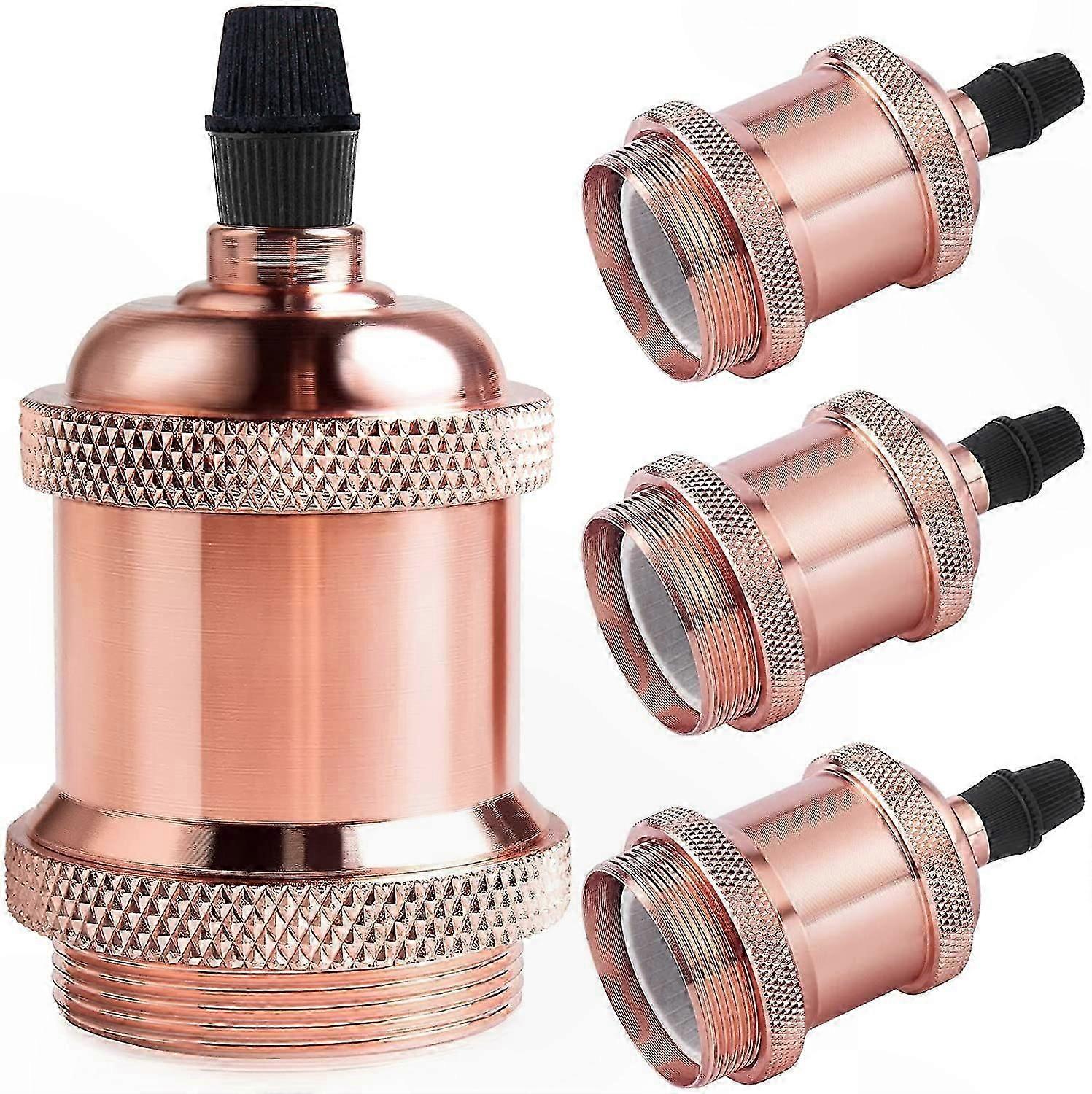Retro E27 Lamp Socket Set, 4-Pack Rose Gold Ceramic Adapter for Pendant Lighting