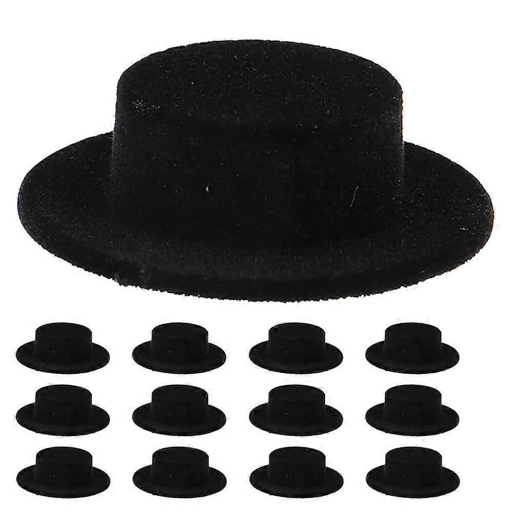 15pcs Miniature Doll Hats – Flocked Black Tiny Top Hats for DIY Crafts, Snowman, Clown Dolls & Holiday Ornaments