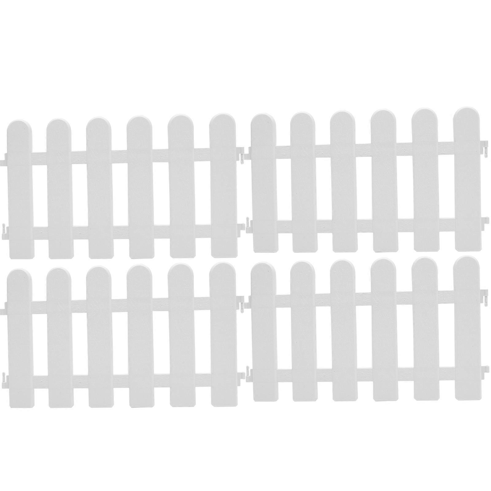 سياج حديقة بلاستيكي أبيض للزينة مع بناء متين ونمط رعوي 4 قطع