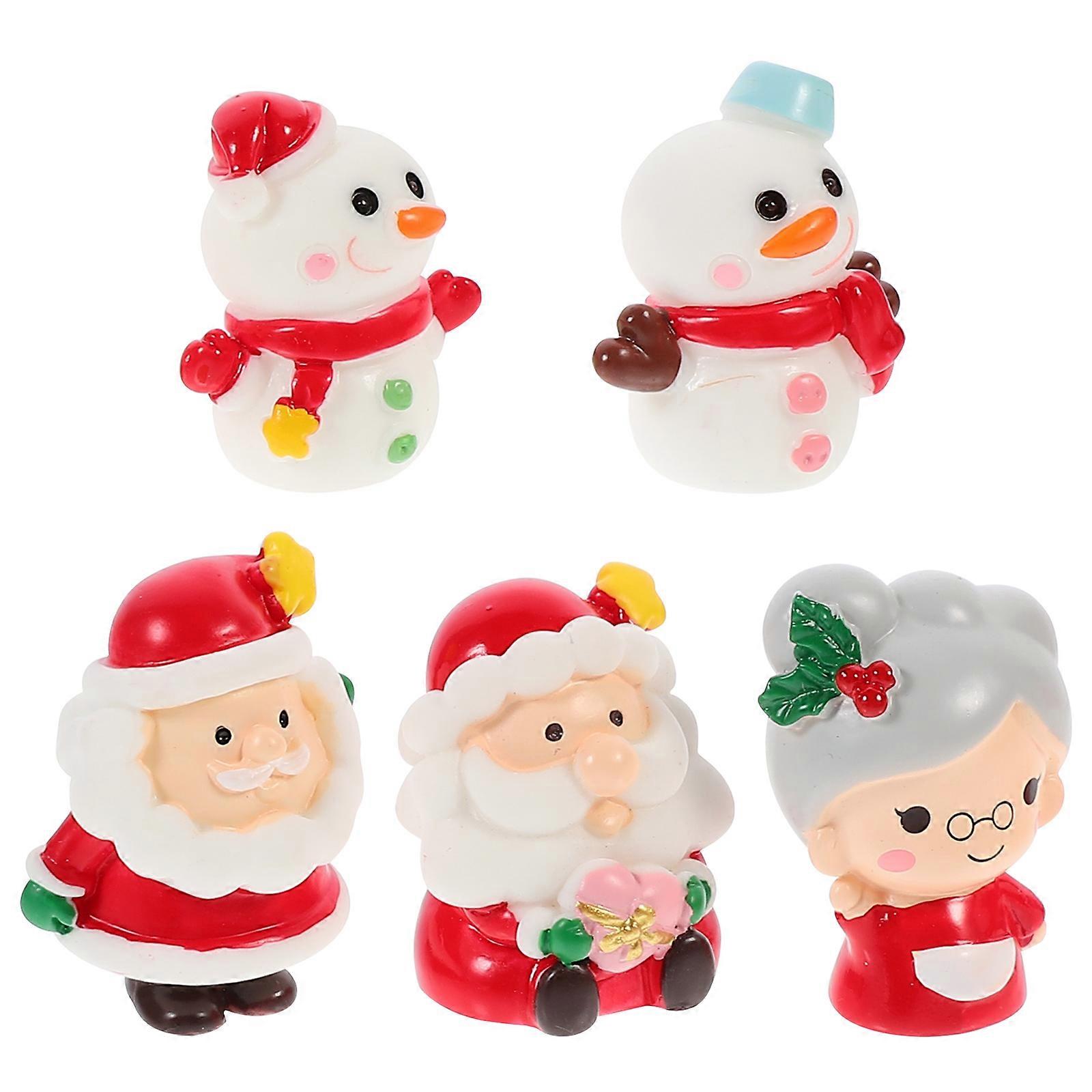 5Pcs Creative Mini Snowman Resin Figures For Children's Party Decoration Assorted Color Micro Landscape