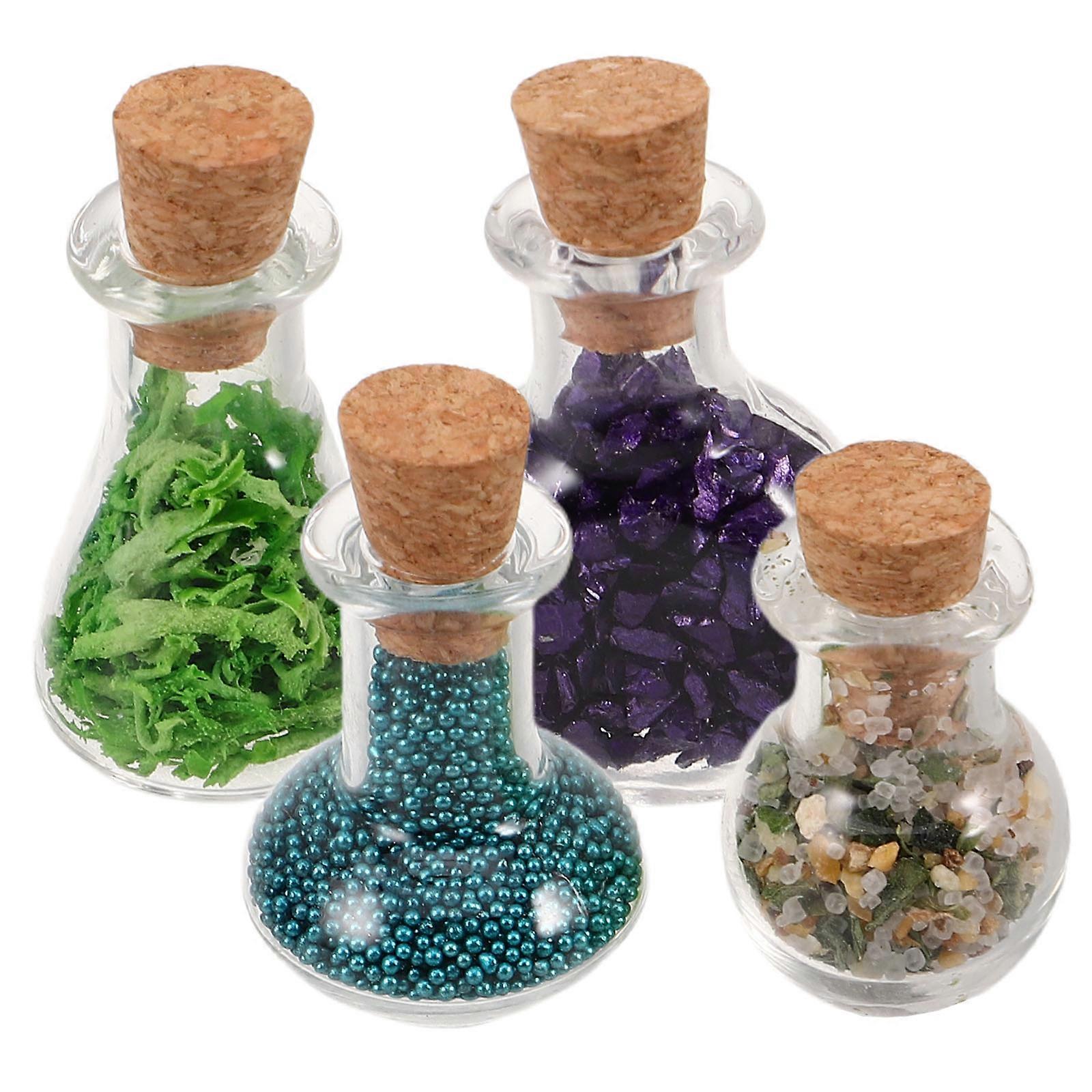 4pcs Simulated Ore Bottles Dollhouse Decor Kitchen Miniature Diy Tiny Model Glass Items for Pretend Play