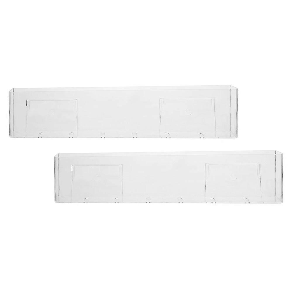 White Acrylic Wall Mount Storage Rack for Albums Books and Picture Frames 2 Pieces