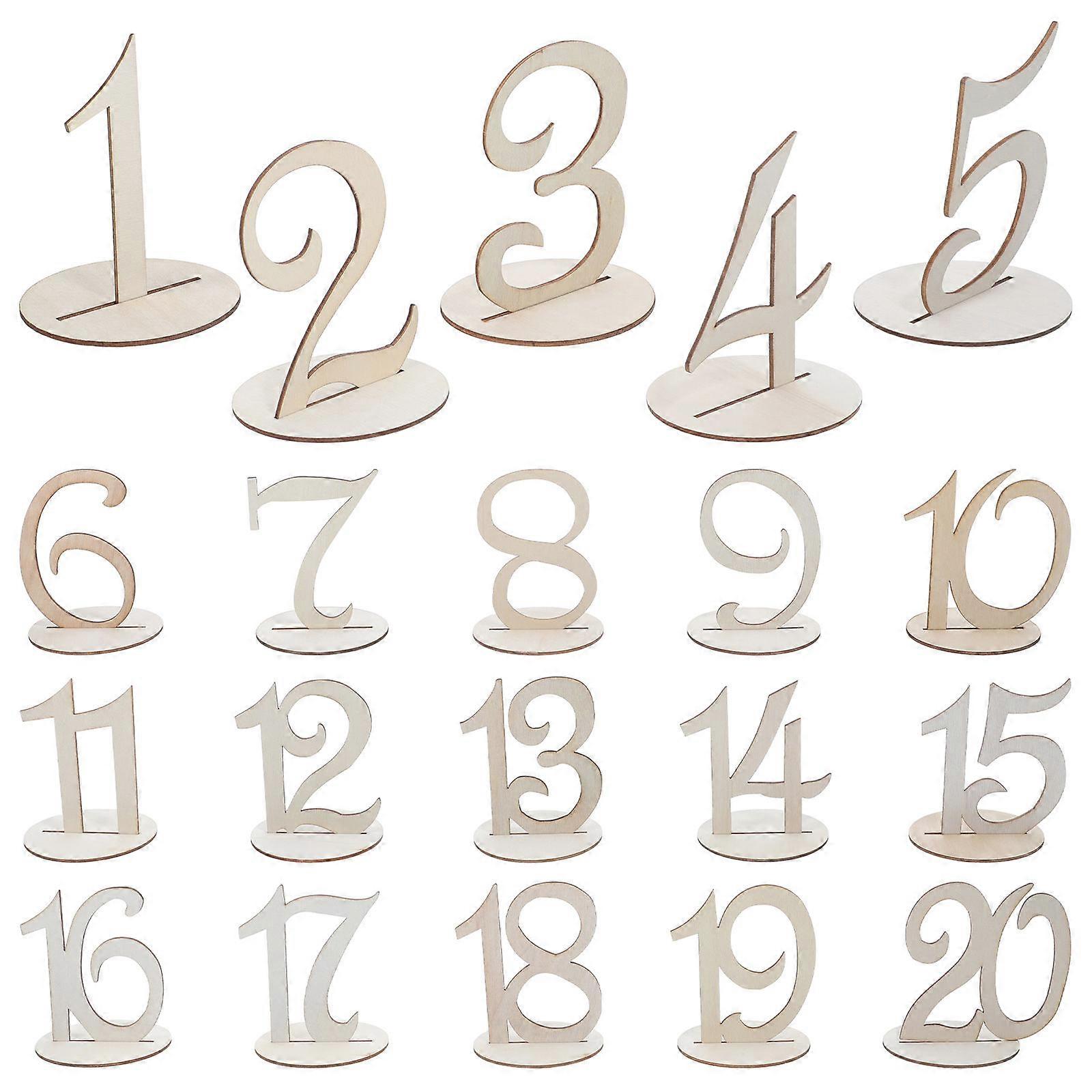 Wooden Table Numbers 120 for Wedding Reception with Base Beige Color Creative Design Durability