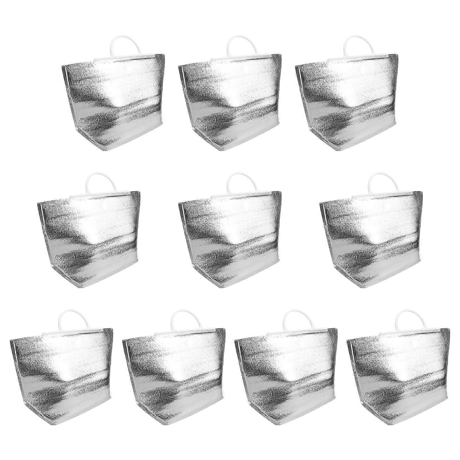 Silver Insulation Bag for Food Storage and Heat Preservation with Handle Lightweight Durable 10PCS