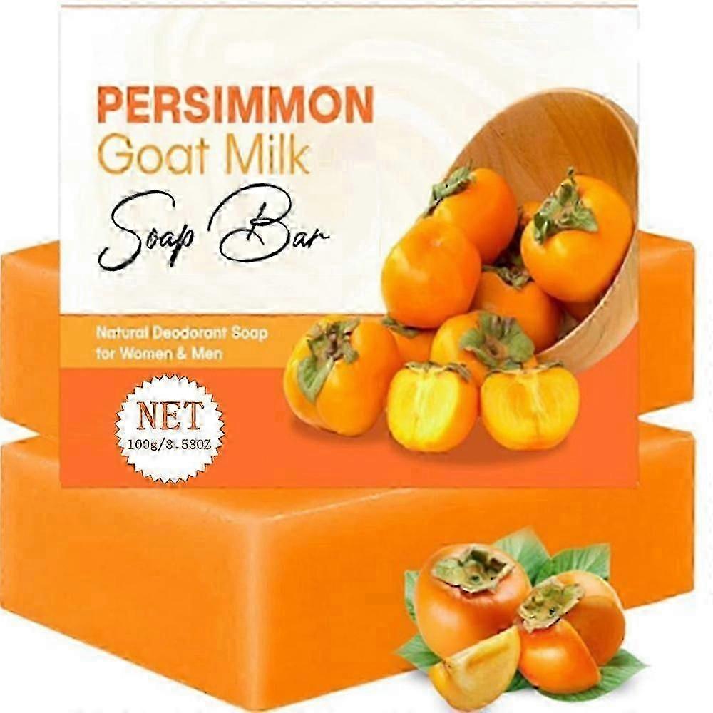 Persimmon Soap Bar for Body Odor Control Purifying Deodorant Body Soap Wash with Goat Milk for Eliminating Nonenal Body Odor Great for Skin Brighten