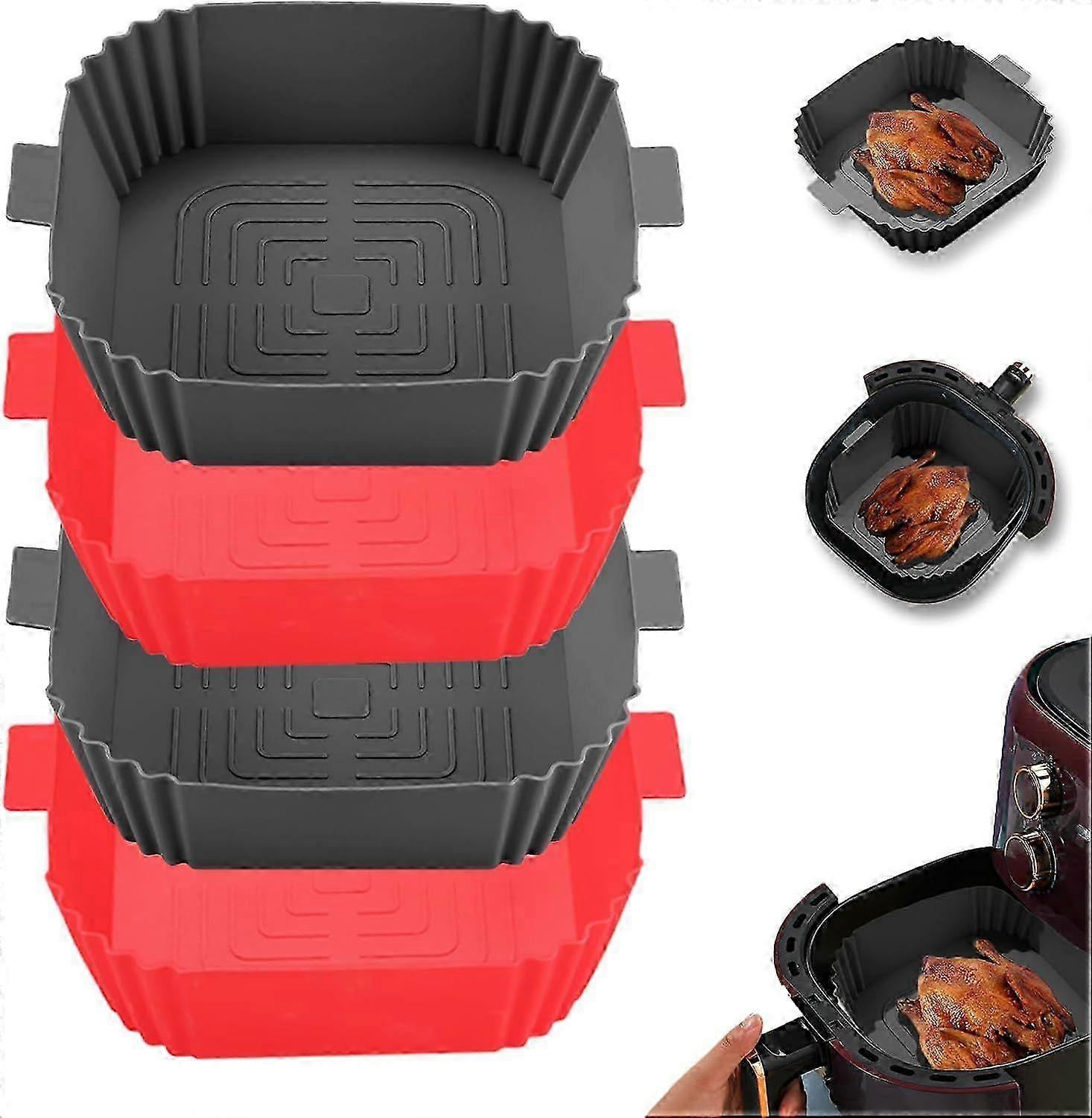 SDIGV Silicone Air Fryer Liners 4Pcs, Reusable Square Food Safe Liners for Air Fryers & Ovens, Non-Flammable Parchment Paper Replacement