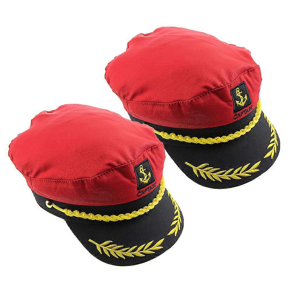 2pcs Embroidered Navy Captain Hat Lightweight Breathable Sailor Cap for Adults Manian Style Cosplay Accessory for Boating Yacht Adventures Halloween