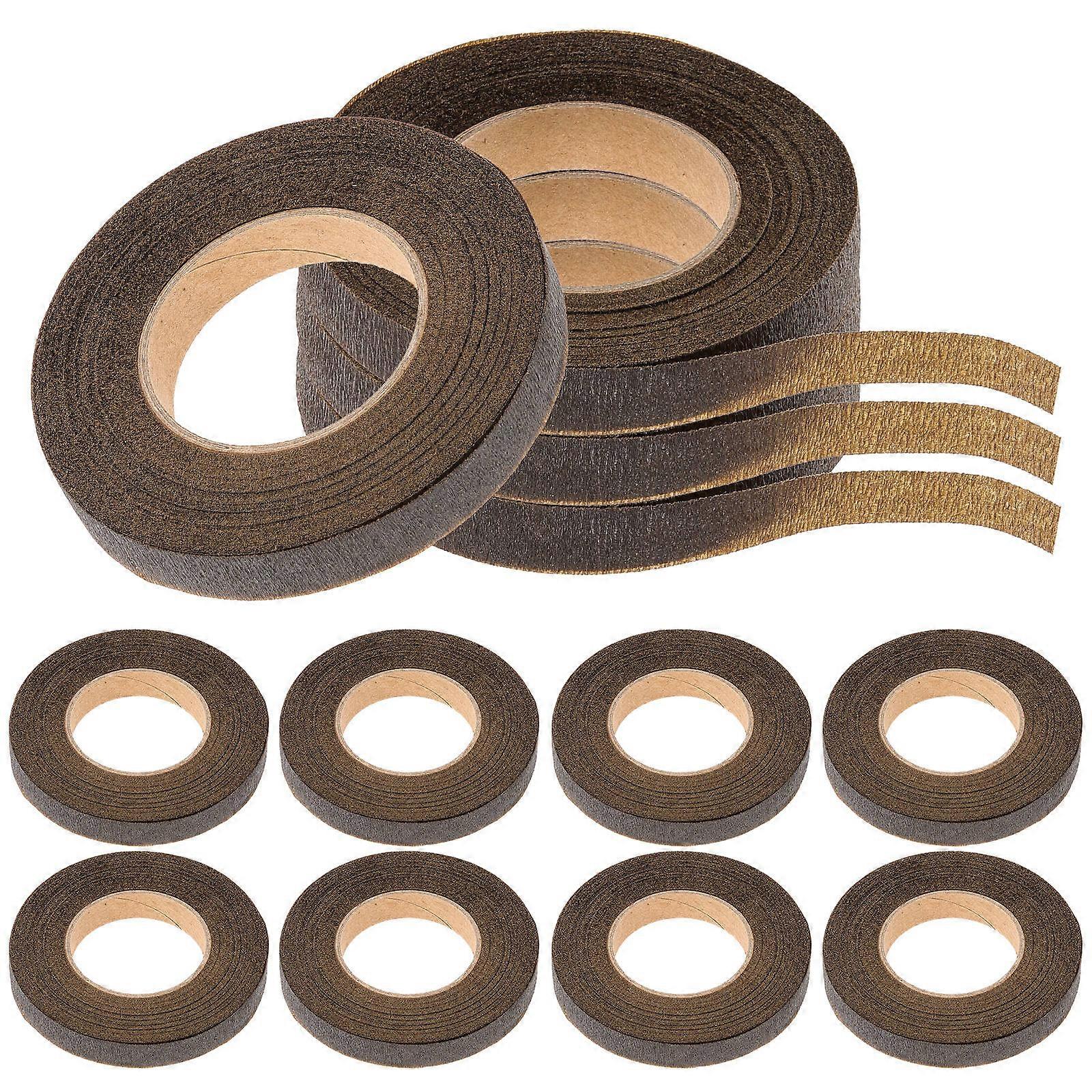 Floral Tapes 12 Rolls For Flower Arrangement Flexible Floral Crafting Materials Light Brown Convenient Tear By Hand