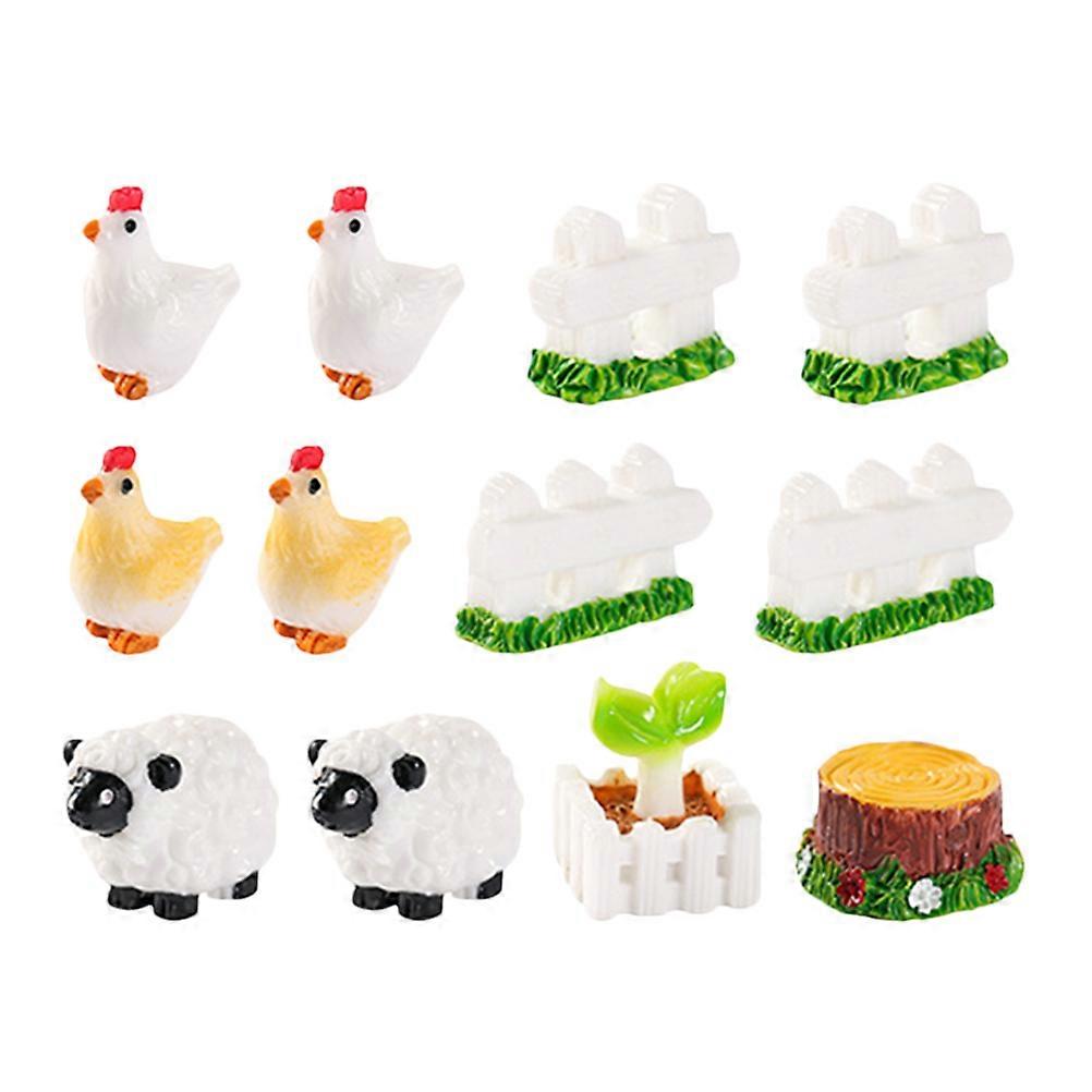 مجموعة تمثال من الراتنج مكونة من 12 قطعة لتزيين الحديقة المصغرة بألوان متنوعة