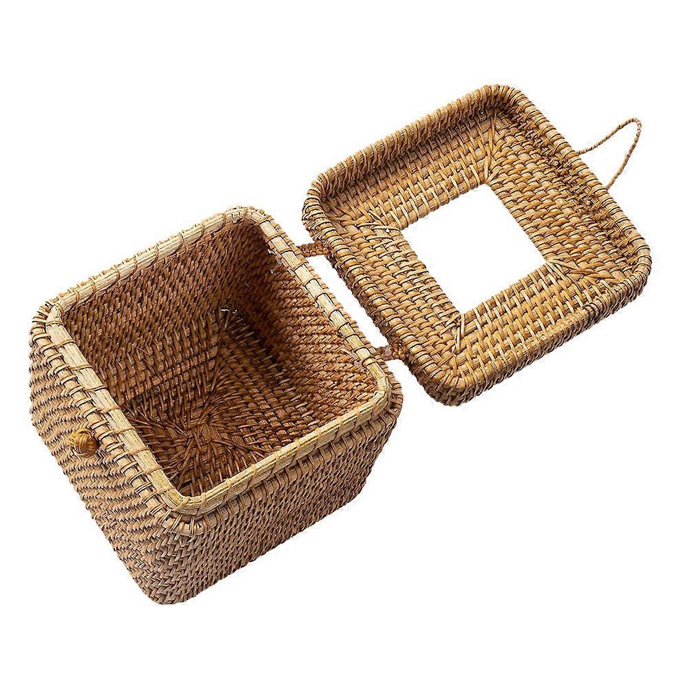 Unique Woven Rattan Tissue Box Cover Storage Solution For Adults At Home And Dorm 1Pack