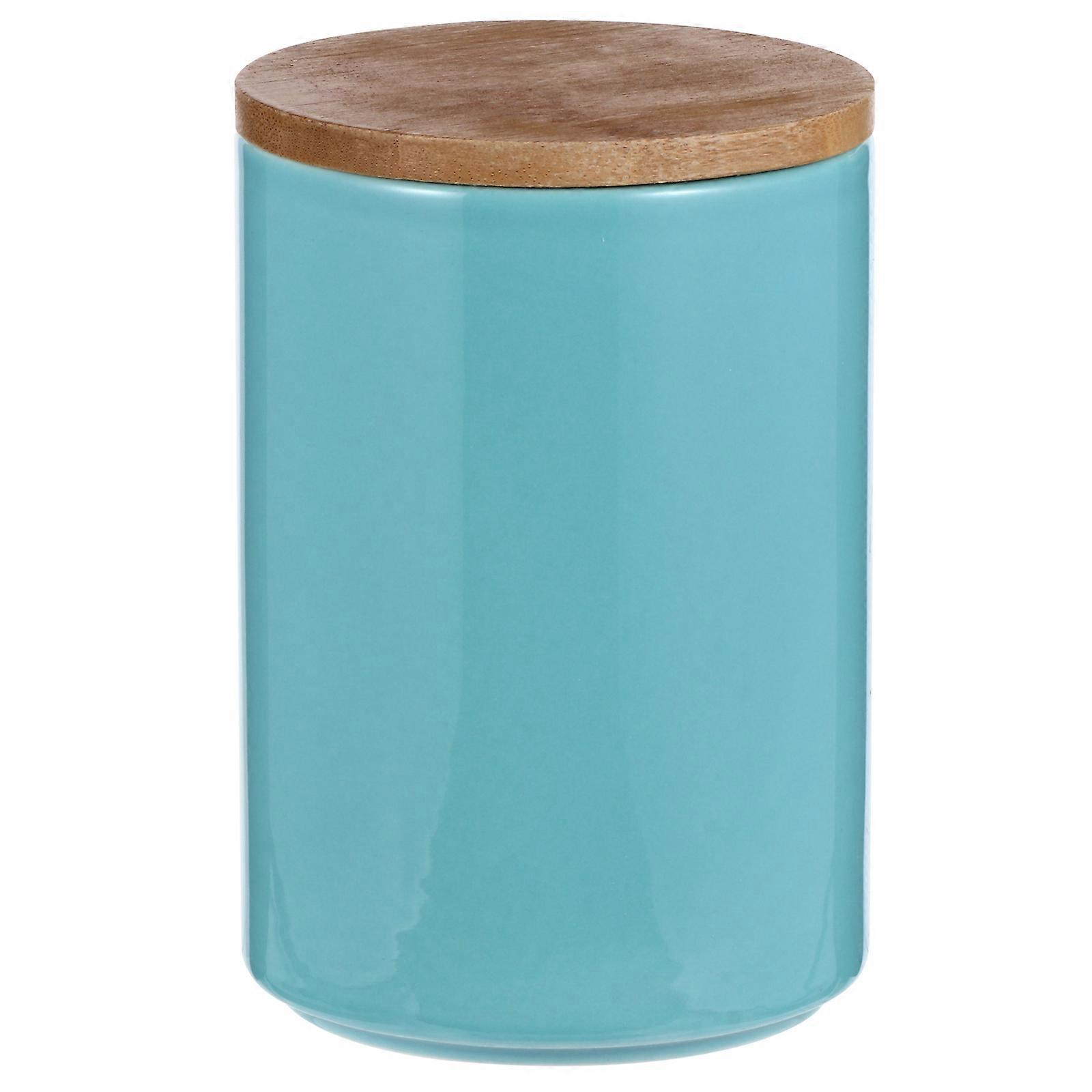 Versatile Creative Storage Jar For Kitchen Utensils 900Ml Blue Ceramic Sealing Function 1Set