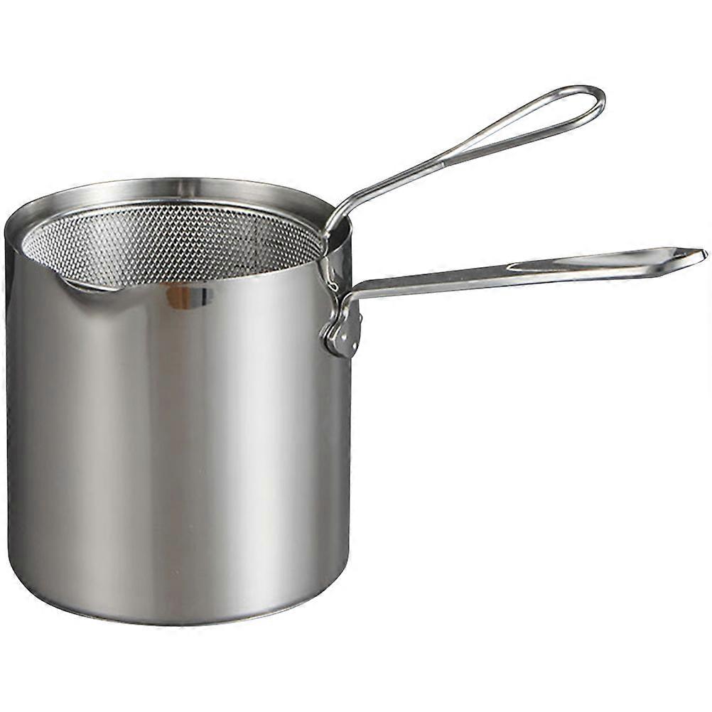 1 Set Stainless Steel Deep Frying Pot with Fry Basket for Household Use