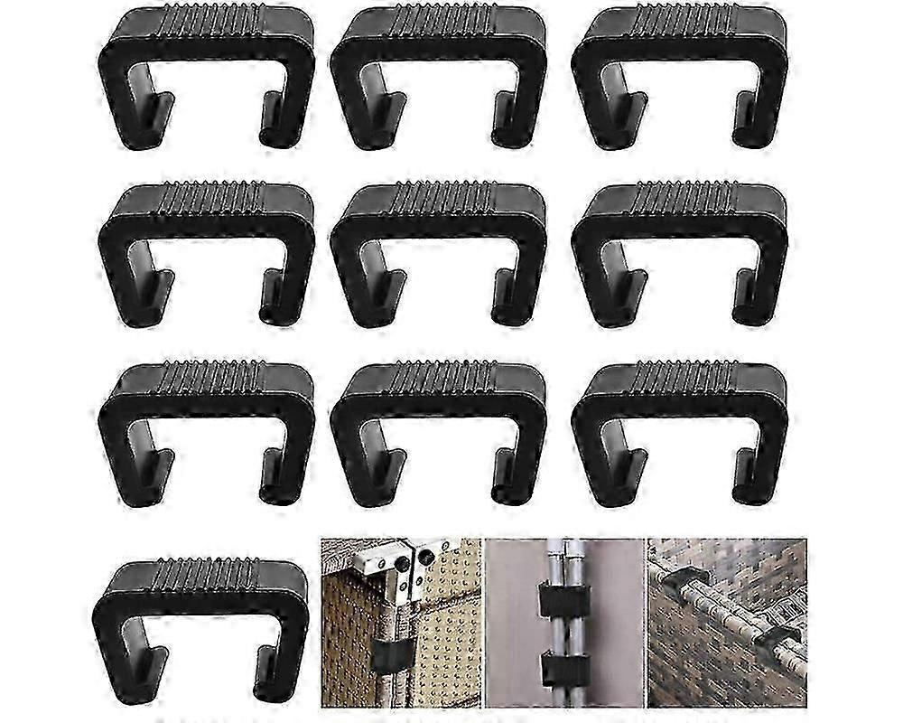 10 Pieces Sofa Rattan Chairs Connector Fastener Clamp Outdoor Wicker Furniture Clips (Black)