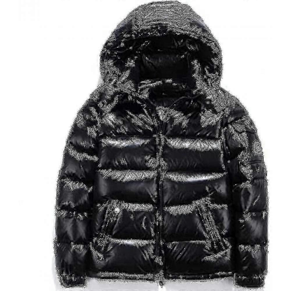 Shiny Down Jacket Men's Winter Jacket Stand Collar Down Jacket With Hood - G